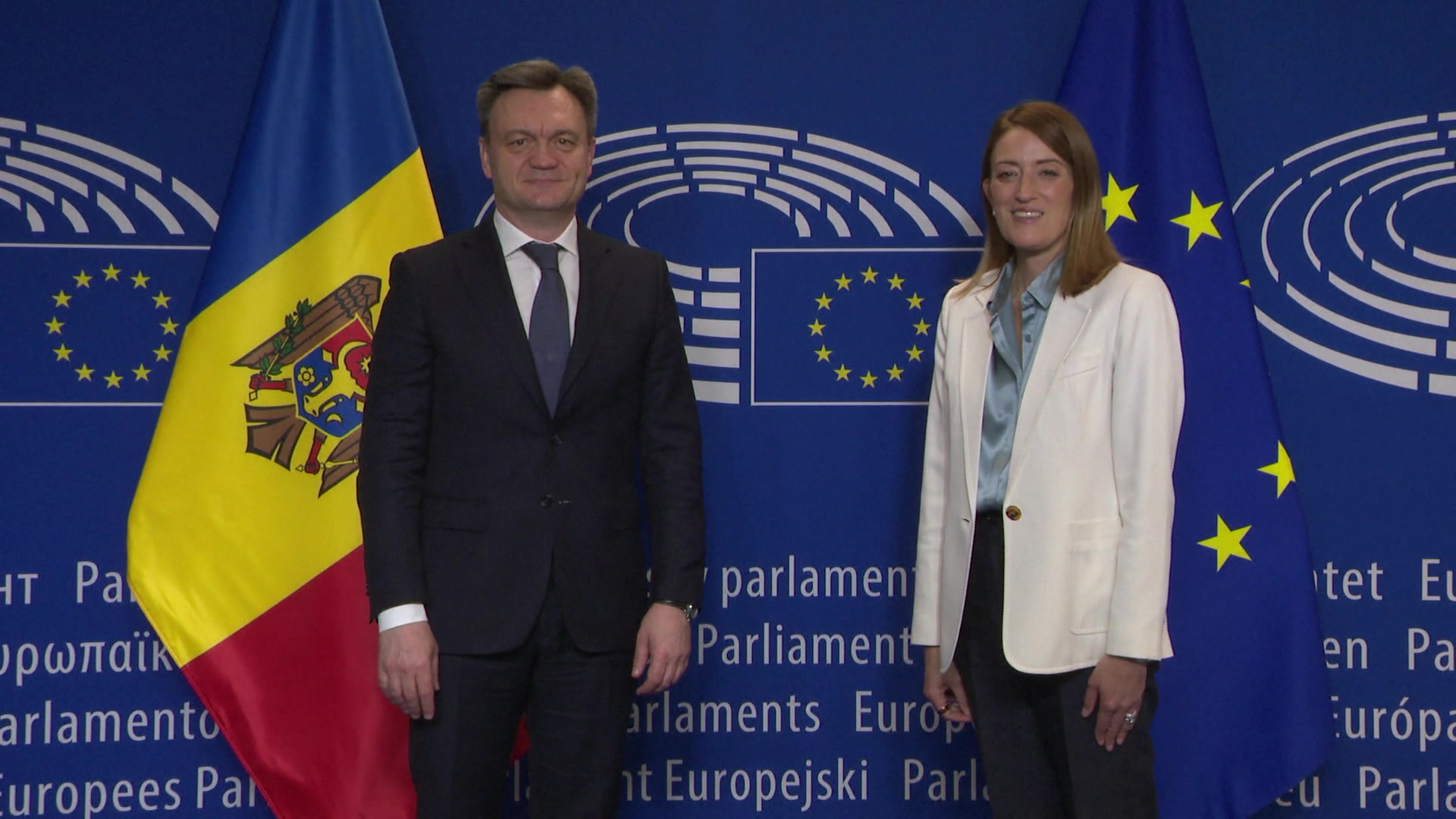 Roberta METSOLA, EP President meets with Dorin RECEAN, Moldovan Prime Minister: extracts from the arrival, meeting and roundtable